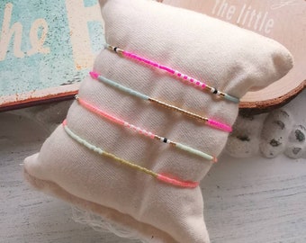 Armband - Miyuki Delica - Glasperlen - neon - zart - Hippie - Boho - Freundschaftsband