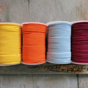 2m Elastikband 2mm stark - Gummiband gelb - orange - hellblau - weinrot