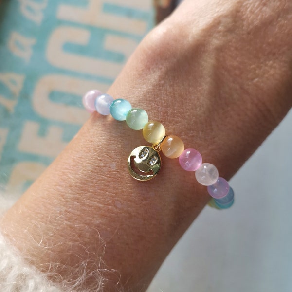 Armband - Boho - Selenit - pastell