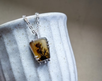 dendritic agate necklace, agate jewelry, dainty necklace, everyday jewelry, nature inspired pendant, artisanal jewelry, handmade jewelry