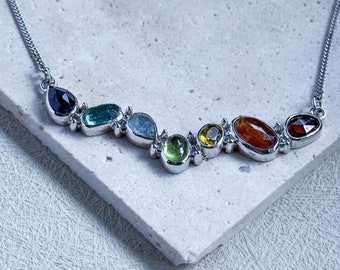Chakra necklace, chakra jewelry, crystal healing, crystal necklace, gemstone jewelry, ooak jewelry, artisan made, silver crystal necklace