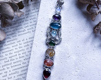 Chakra pendant, chakra jewelry, chakra necklace, rainbow jewelry, crystal healing, artisan made jewelry, handmade silver jewelry, ooak gift