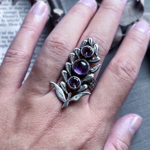 Amethyst silver ring, amethyst jewelry, lavender jewelry, handmade ring, artisan jewelry, crystal ring, purple gemstone ring, witchy jewelry