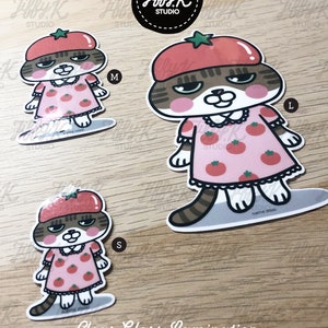 Kawaii Cat Vinyl Sticker Fruity Family - Tomato Jiffy {Prêt à expédier}