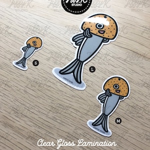 Adesivo de vinil de peixe anchova kawaii família frutada - laranja introvi {pronto para envio}