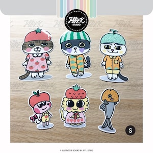 Kawaii Vinyl Sticker Pack - Packung mit 6 Fruchtige Familie Klare Glanzaufkleber {Bereit zum Versand}