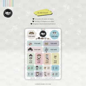 Kawaii Vinyl Name Sticker Aufkleber A6 Bogen {Spezialanfertigung}