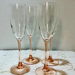 Geriffelte Rose Champagner von Cristal D'Arques-Durand, 4er Set