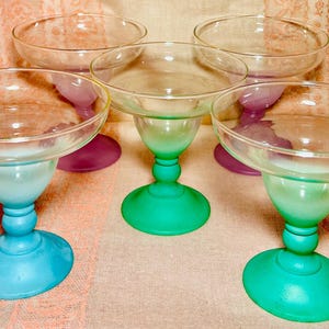 Vintage Blendo Frosted Pastel Shrimp Cocktail/Sherbert/ Margarita Glasses, set of 5