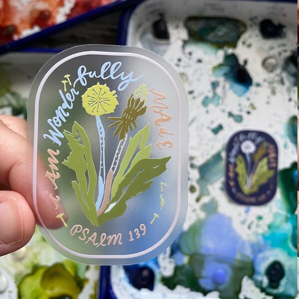 Salmo 139: Soy una creación maravillosa. Pegatina de algodón verdadero.