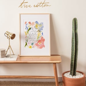Psalm 90:14 Unfailing Love, Christian Art, Fine Art Print, Boho Christian, Scripture, Floral Watercolor, Poster