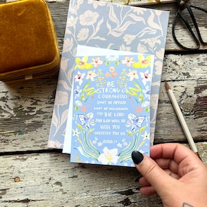 Joshua 1:9 Be Strong and Courageous, Greeting Notecard,  Scripture, Sympathy Card, I&#39;m Praying for you, Encouragement, True Cotton