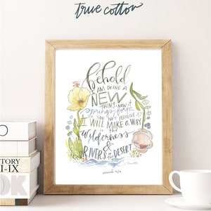 Behold making all things new Isaiah scripture  Floral Watercolor Instant Download Printable Art