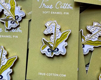 Lily of the Valley Soft Enamel Pin Bow, Cottage Core, True Cotton