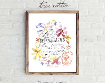Psalm 34:8 Floral Watercolor Christian Art Print