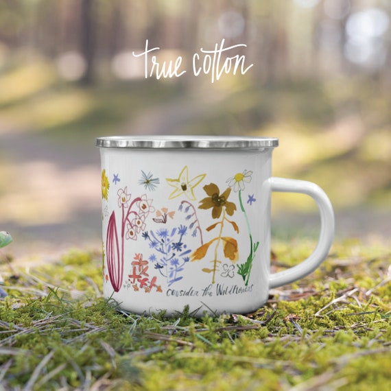 Peace Love Camp Print Coffee Mug Outdoor Travel Enamel Mugs