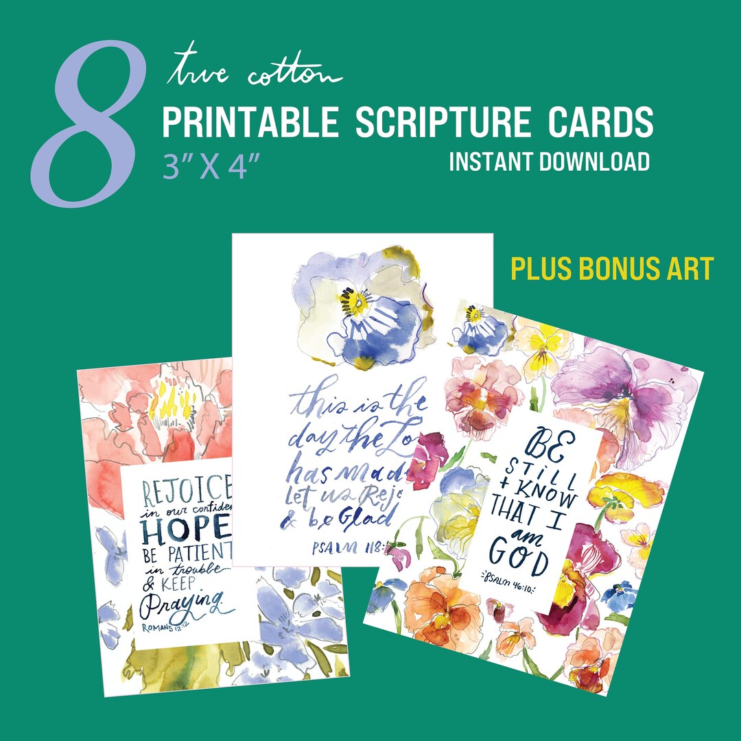 Printable Scripture Card Set, Bible Verses, Digital Download, Jesus