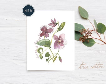Wildflower Watercolor Art Print | Violet | Colossians 1:17 He holds all things together - 8X10