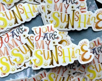 You are My Sunshine Sticker | Waterbottle, iPhone, Laptop Decal Large Sticker by True Cotton