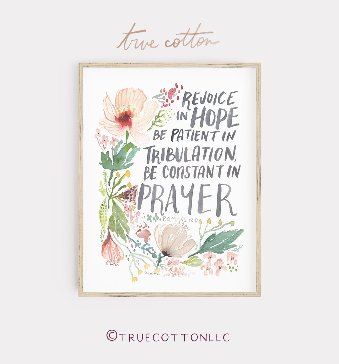 Rejoice in Hope Romans 12 Floral Watercolor Bible Verse Instant ...