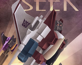 Seek Victory (Starscream, Skywarp and Thundercracker) Art Deco Poster
