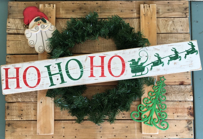 Ho Ho Ho Christmas Sign/vintage Christmas Sign/rustic Christmas Sign