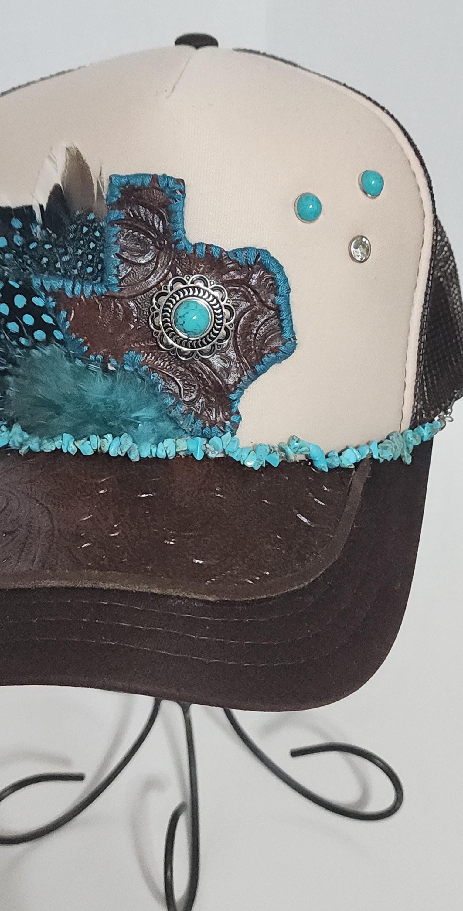 She’s from Texas Turquoise Rhinestone Trucker Hat
 Hat She main image 2