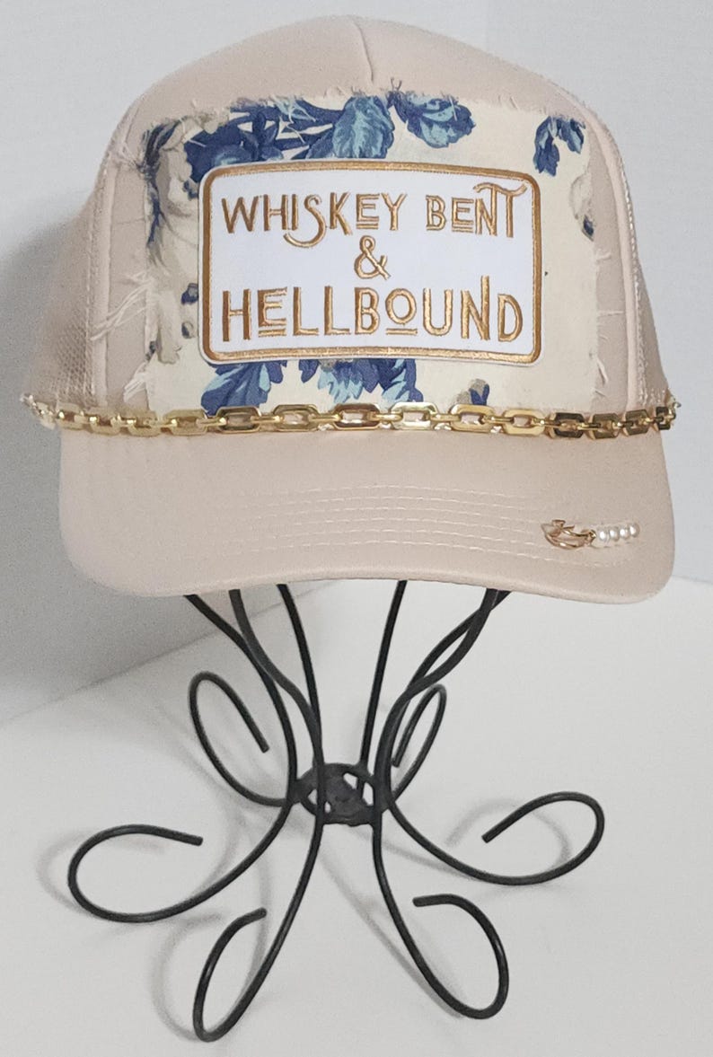 Whiskey Bent & Hellbound Trucker Hat With Chain and Pin, FREE US ...