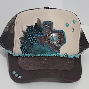Texas, Turquoise & Feathers Womens&#39; Trucker Hat, FREE US Shipping