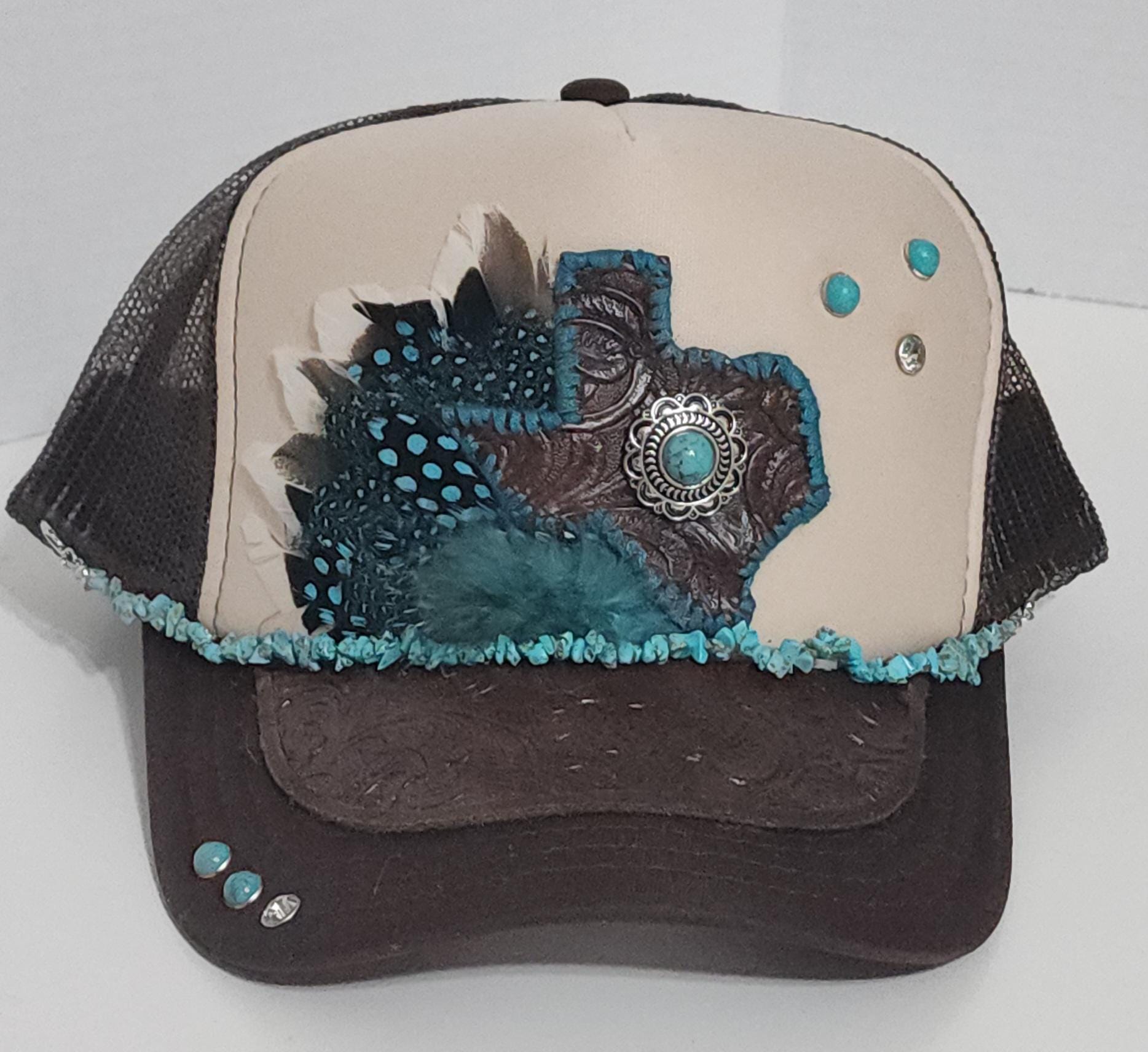 She’s from Texas Turquoise Rhinestone Trucker Hat
 Hat Texas Chica Trucker main image 2