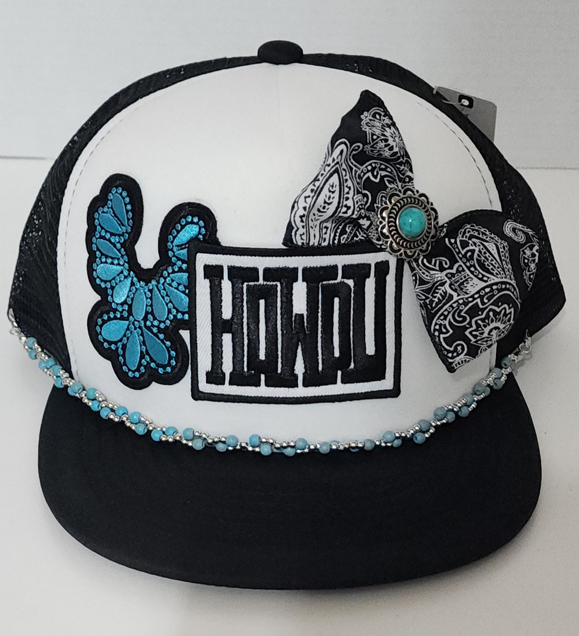 Howdy turquoise bead cowboy hat Shawnee Beaded Turquoise Hat Band HB-Shawnee - Stockyard Style main image 2