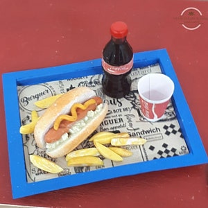 Maßstab 1:12 - Fastfood-Tablett mit Hot Dog