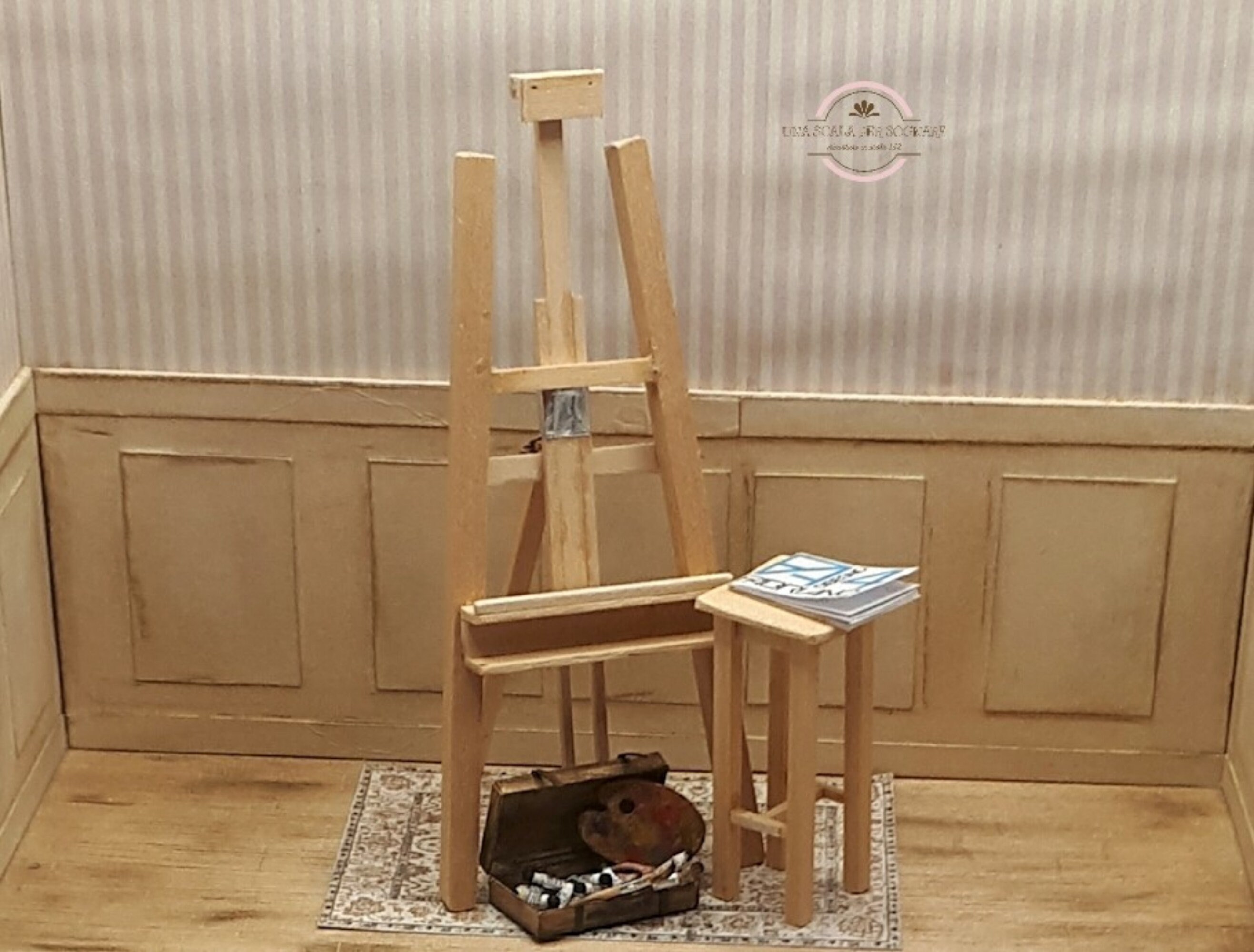 112 Scale Painter's Easel With Stool and Paint Box Etsy