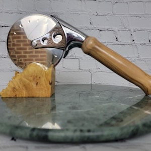 Custom 4&quot; Stainless Steel Euro Style Pizza Cutter w/ Exotic Italian Olivewood Handle, A Kitchen Must Have For All Pizza Lovers