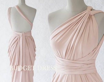 Nude Blush Multiform Bridesmaids Dress, Infinity Greek Prom Dresses, Engagement Party Dresses, Mix And Match Gowns, Reception Summer Dress