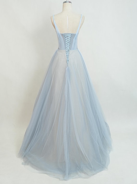 Ethereal Blue Tulle Evening Gown - Elegant & Versatile Formal Dress for Women, Long Prom Dress, Blue Overlay and Nude Underlay Prom Dresses - Etsy Ethereal Blue Tulle Evening Gown - Elegant & Versatile Formal Dress for Women, Long Prom Dress, Blue Overlay and Nude Underlay Prom Dresses - Etsy