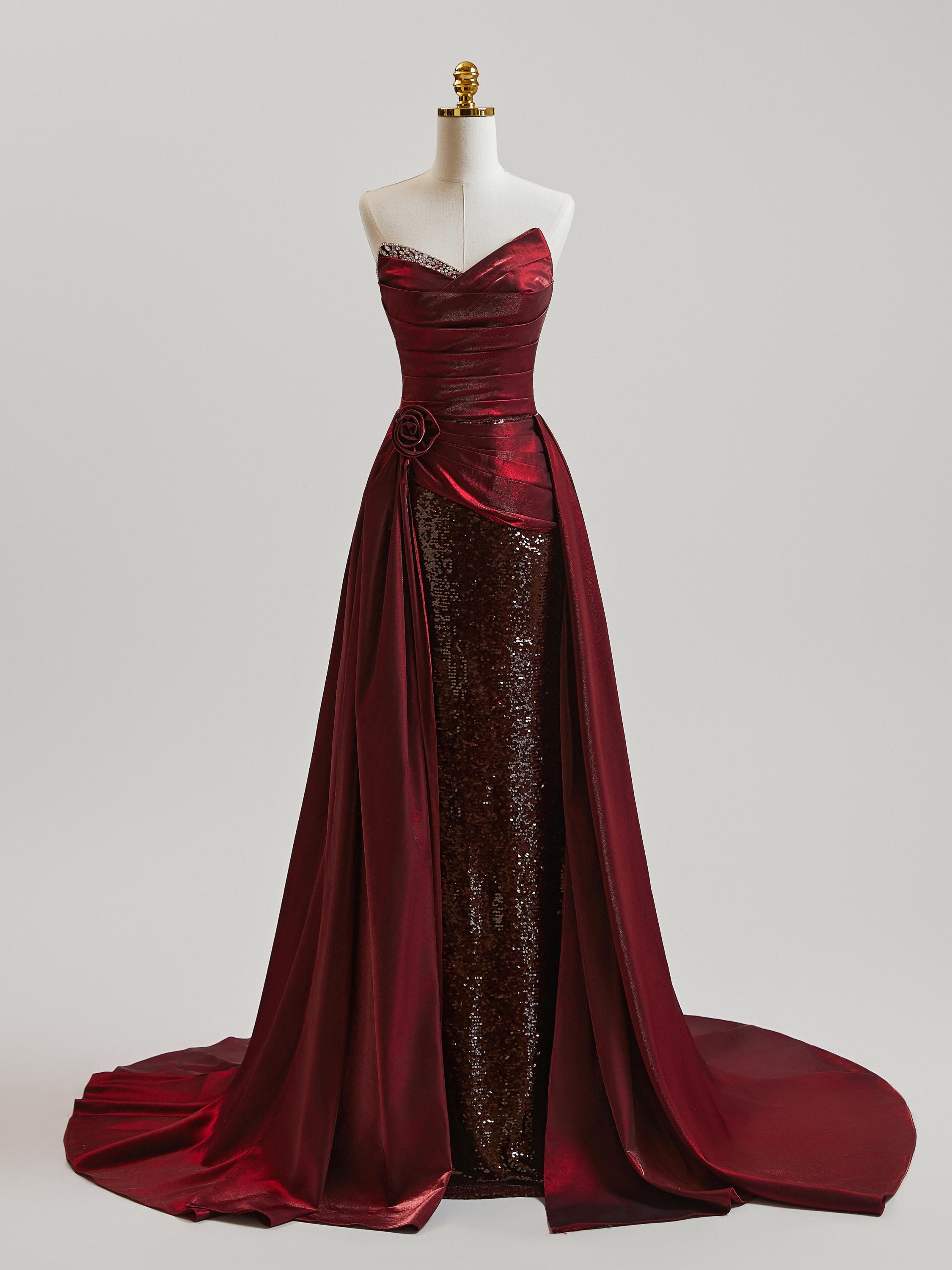 Dark Red Prom Dress, Mermaid Prom Dress, Long Prom Dress With Built-in ...