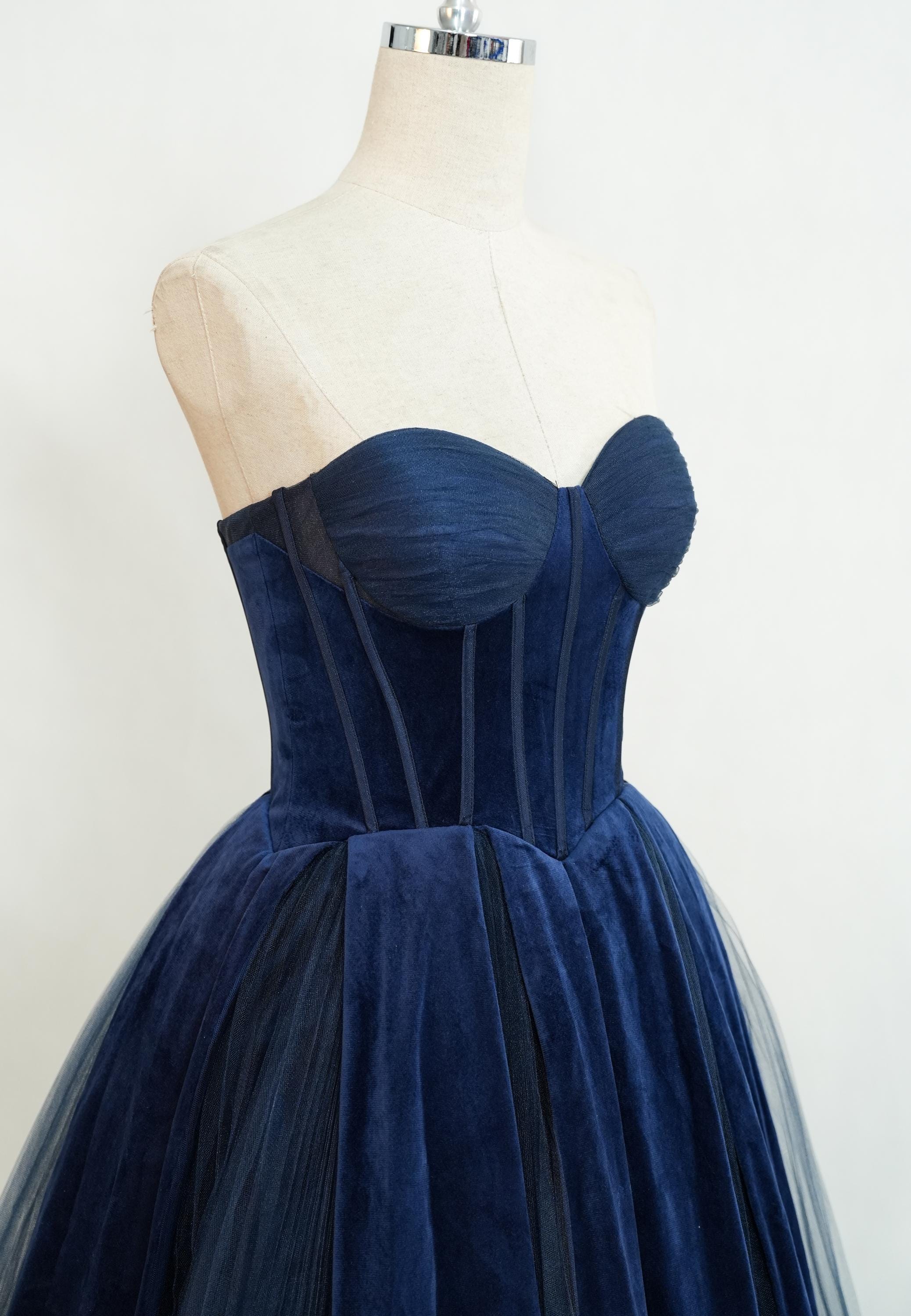 Navy Blue Prom Dress, Long Prom Dress with Strapless Sweetheart Neckline, A-Line Prom Dresses, Colored Wedding Dress, Formal Evening Dresses