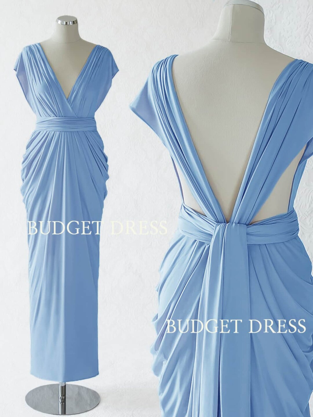 Cornflower Blue Convertible Dress, Maxi Convertible Bridesmaid Dress ...