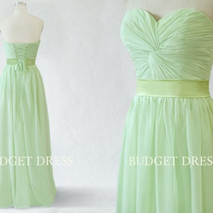 A-line Sweetheart Floor Length Chiffon Prom Dress with Lace-up - Bridesmaid Dresses - Prom Dresses - Long Chiffon Dresses - Mint Green Dress