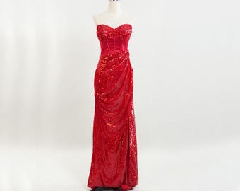 open lace back dress Mermaid Spaghetti Straps Appliques Red Prom Dress with Slit PSK556 US2 / Red