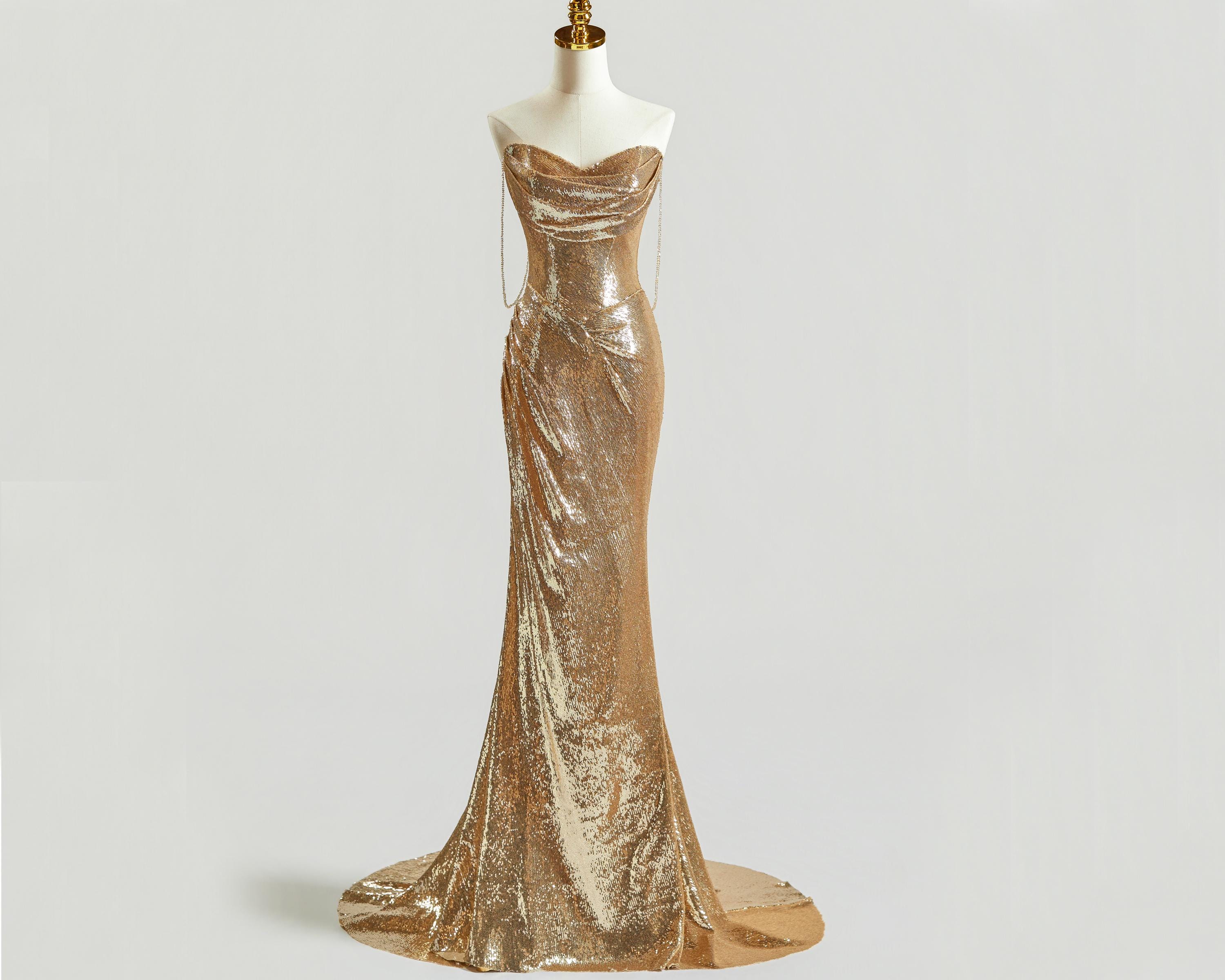 Golden Prom Dress - Etsy Canada