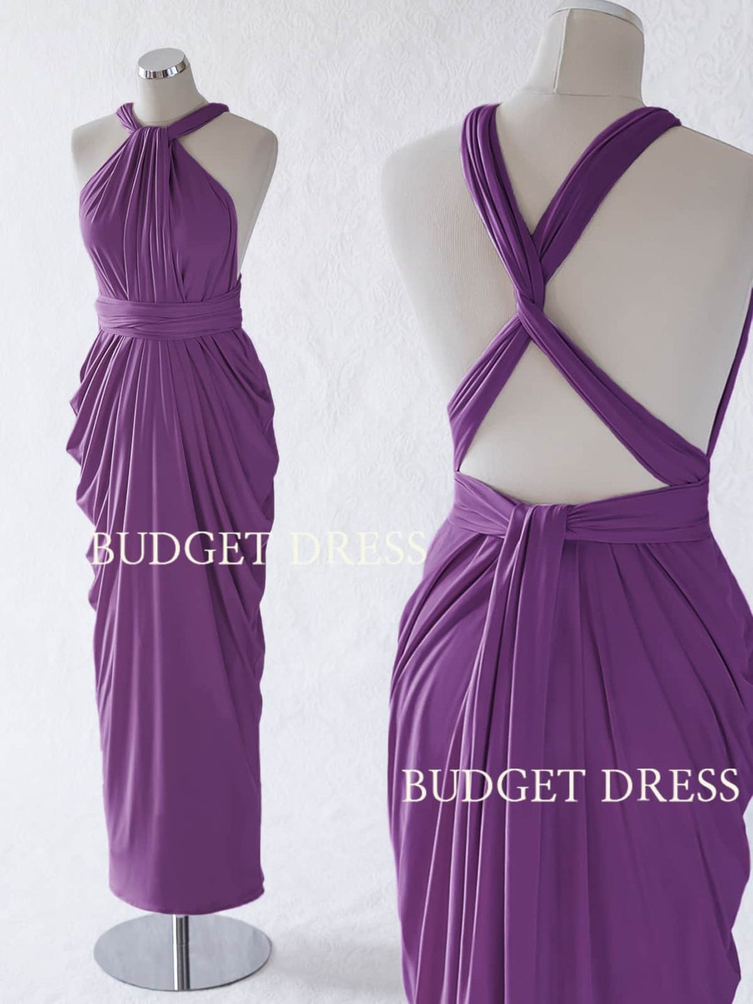 Plum Convertible Bridesmaid Dress, Violet Infinity Long Dresses, Maxi ...