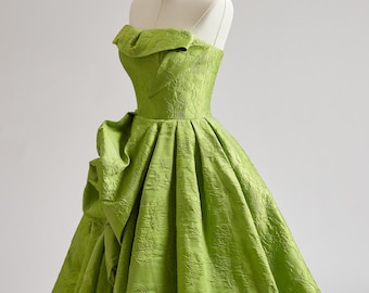 Abito da ballo verde lime, abito da ballo con gonna arricciata, abito da ballo lungo, abito da sera, abito da sposa, abito da sposa verde, abito da sposa colorato