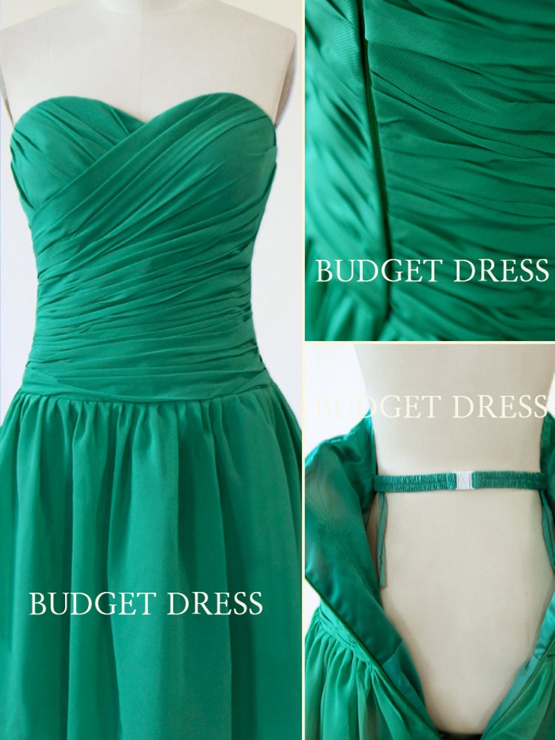 Short Green Bridesmaid Dress With Sweetheart Neckline Chiffon - Etsy