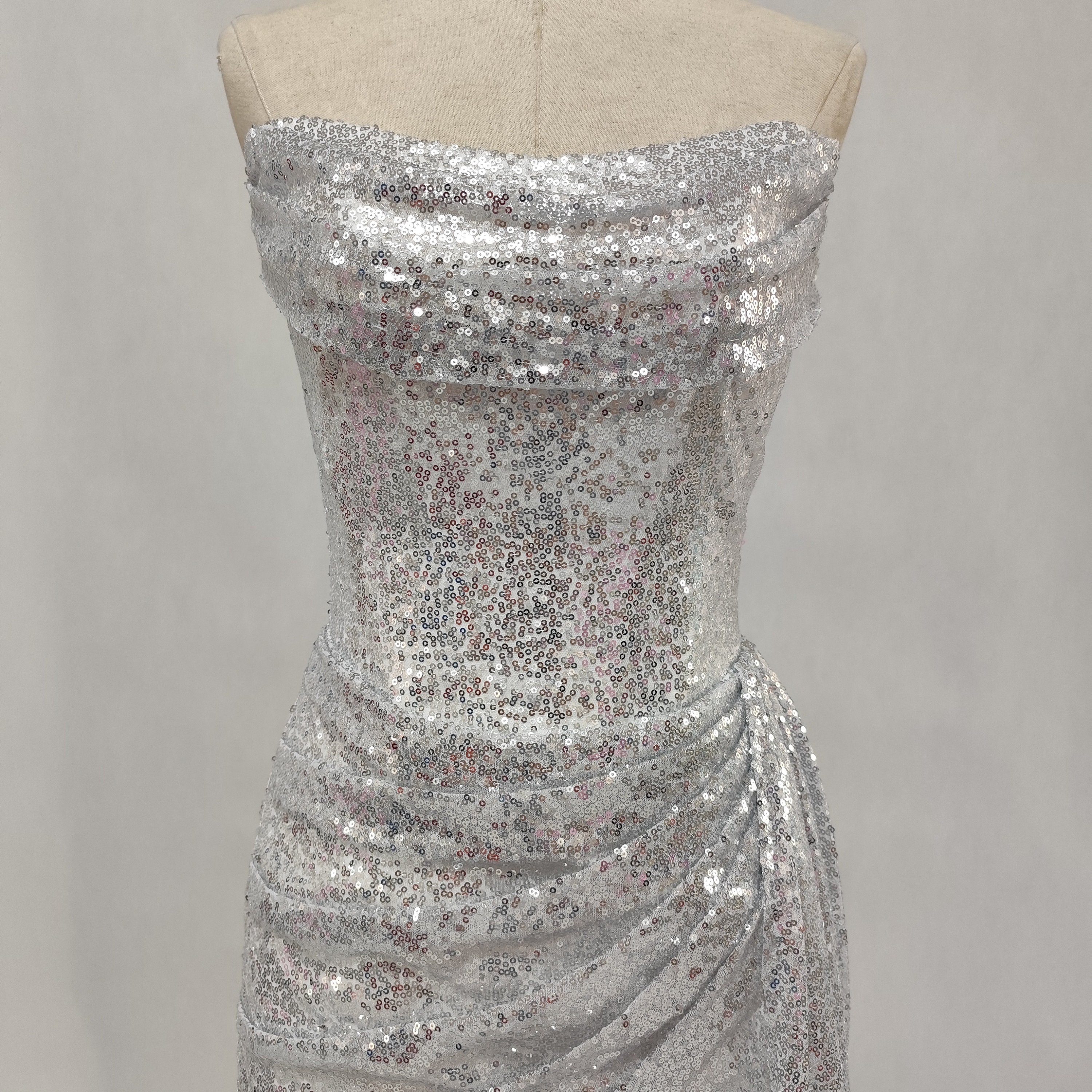 Silver Sequin Midi Gown - Etsy