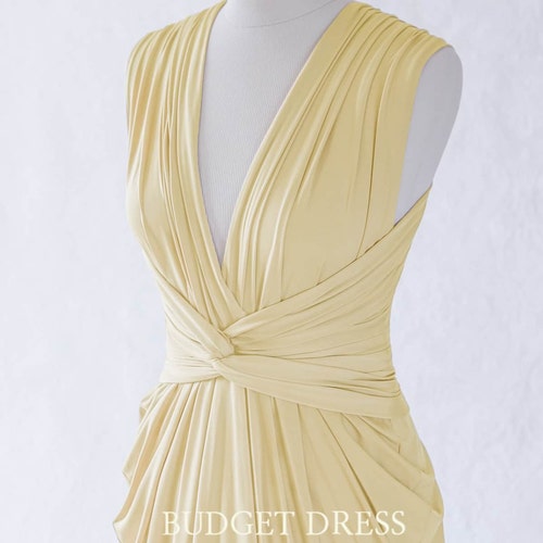 vanilla bridesmaid dresses Vanilla Yellow Multiform Dress, Convertible Bridesmaids Dresses, Pastel  Color Prom Dress, Summer Wedding Party Dress, Multi