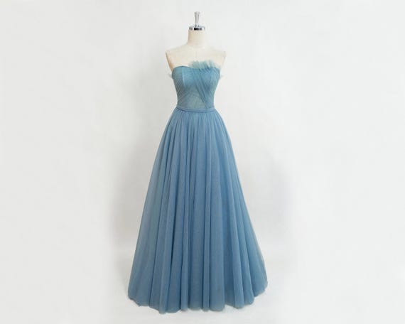 Haze Blue Prom Dress, Long Prom Dress With Transparent Top, Prom Dress With  Pleated Bodice, Evening Dress, Evening Dress With Glitter Tulle - Etsy UK