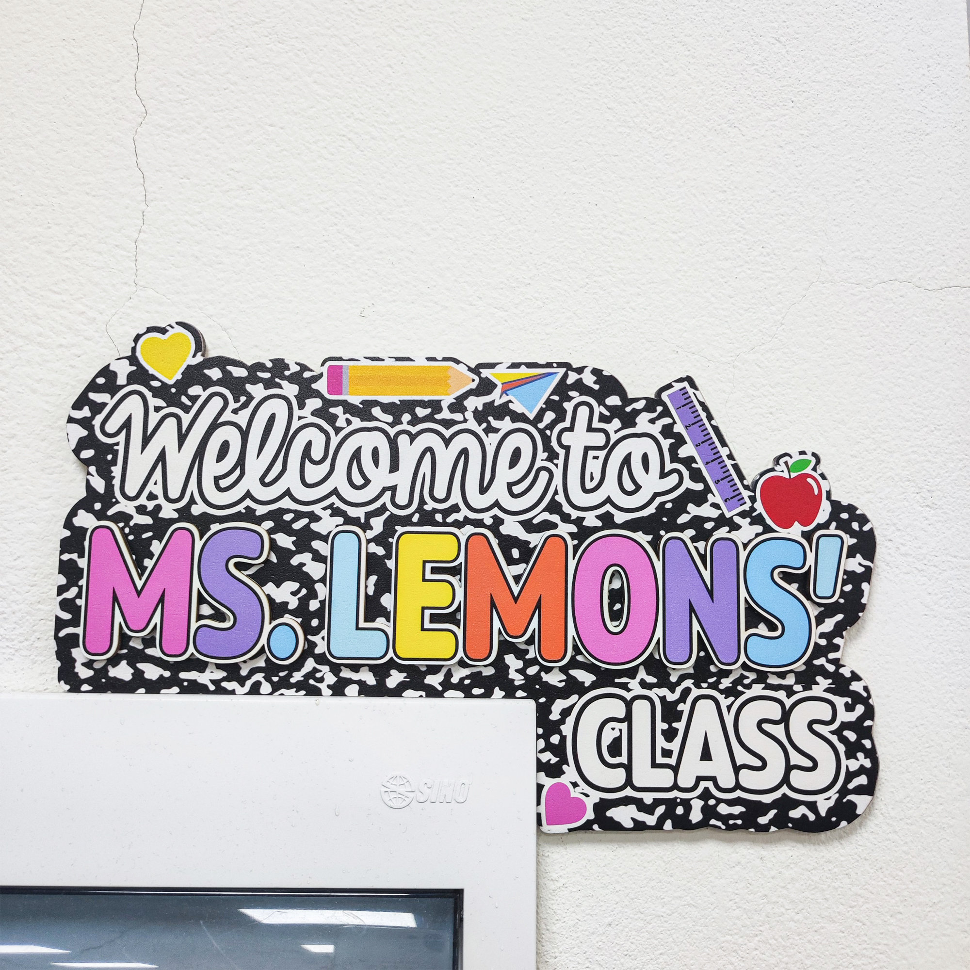 Personalized Notebook Theme Doorframe Sign, Custom 3D Teacher Name Door Corner Sign, Classroom Decor Gift, Back To School Gift