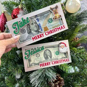 Décorations personnalisées pour porte-monnaie de Noël, porte-monnaie personnalisé renne, porte-monnaie père Noël, carte-cadeau, cadeau de Noël pour la famille